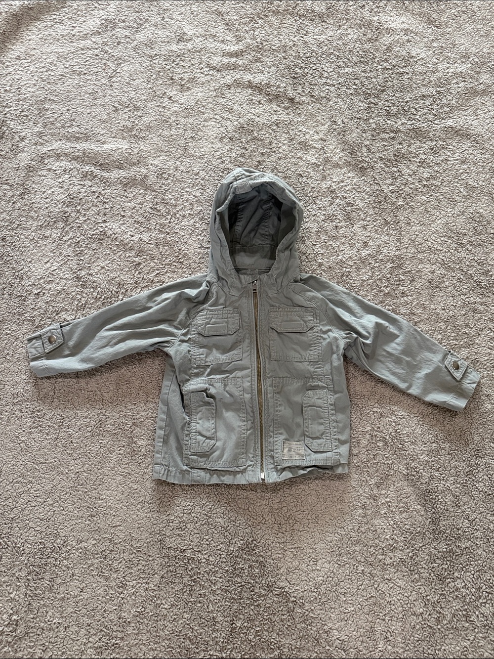 GAP Kids Hooded Light Gray Rain Jacket